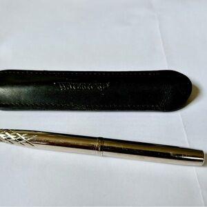 Waterford Gold Filled Ballpoint Mini Purse Pen Germany Black Leather Case